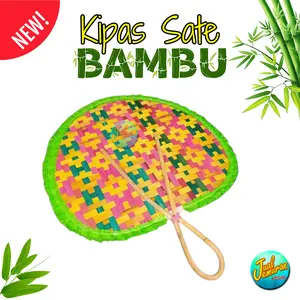 KIPAS SATE UNTUK BAKAR-BAKARAN DARI ANYAMAN BAMBU BULAT UNTUK DEKORASI