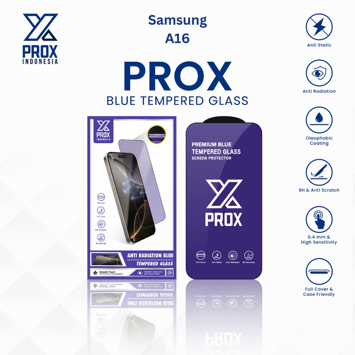 Gambar PROX Tempered Glass Anti Radiation For Samsung A16 Full Cover Blue dari Prox Indonesia Kota Administrasi Jakarta Barat Tokopedia