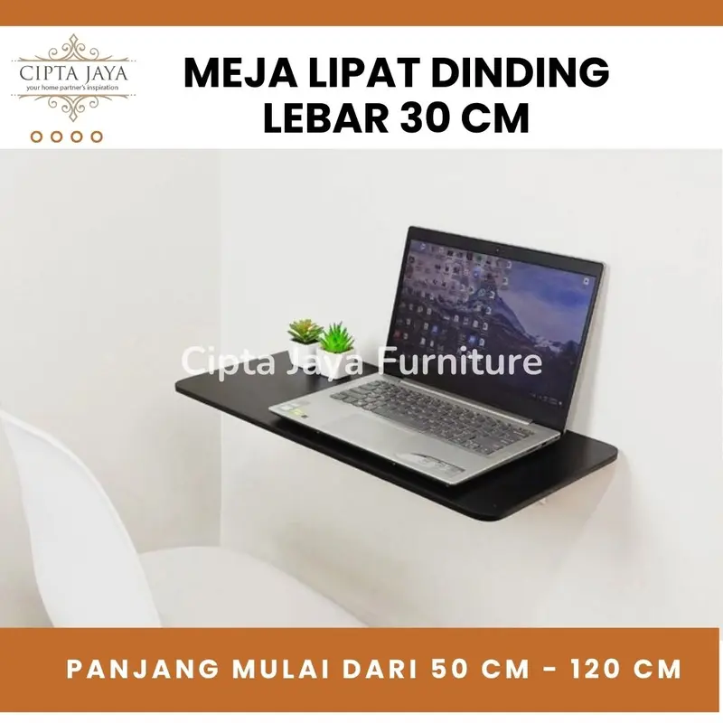 Custom Meja Lipat Dinding Belajar Kerja Makan Laptop Kayu Lebar 30 cm 0