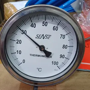 Termometer gauge Sense 4" inch 0-100⁰C model Payung Stik 10cm drat 1/2" NPT