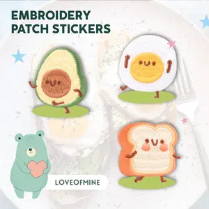 Stiker dekoratif bordir patch / Embroidery patch decorative stickers seri breakfast Lucu untuk DIY