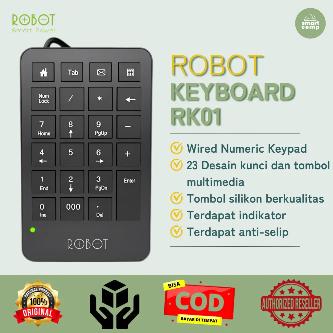 Robot Keyboard Numerik Numpad USB RK01 Black