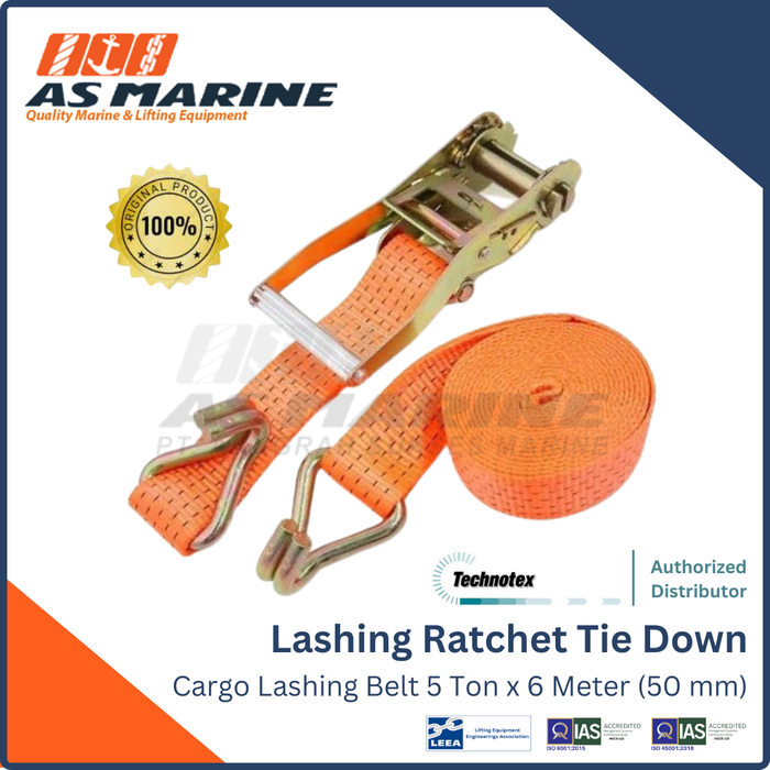 Gambar TECHNOTEX HOLLAND Lashing Ratchet / Ratchet Tie Down / Cargo Lashing Belt 5 Ton x 6 Meter 50 mm (SWL 2.5 Ton) dari PT Anugrah Sukses Marine Kota Administrasi Jakarta Utara Tokopedia