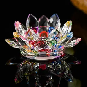 Tempat Lilin Kaca Kristal Teratai 7 Warna New 022