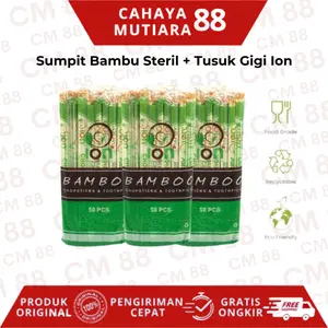 Sumpit Bambu/Bamboo Chopstick Ion + Tusuk Gigi/Toothpick Sterile/Higenis Ion Isi 50 Pcs (Pak)