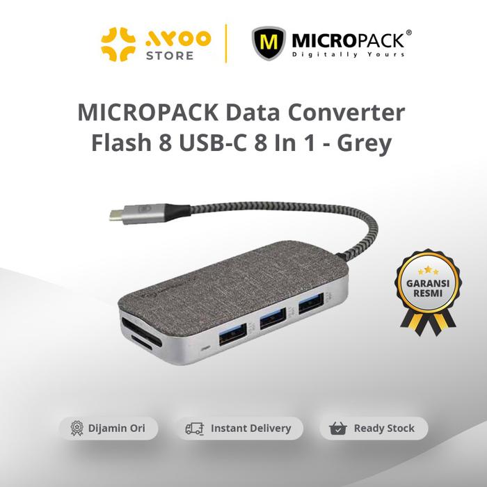 Gambar MICROPACK Data Converter Flash 8 USB-C 8 In 1 - Grey [MDC-8-GY] dari AYOO STORE ID Kota Administrasi Jakarta Utara Tokopedia