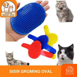 Sisir Bulu Oval Karet Anjing Kucing Sikat Pijat Mandi Grooming Kelinci