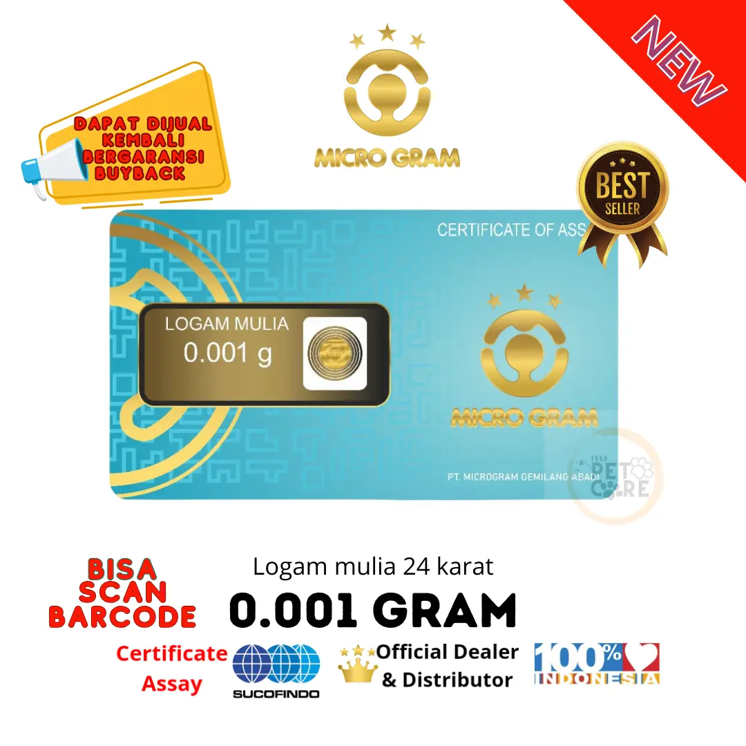 MICROGRAM 0.001 gram Emas Mini Logam Mulia