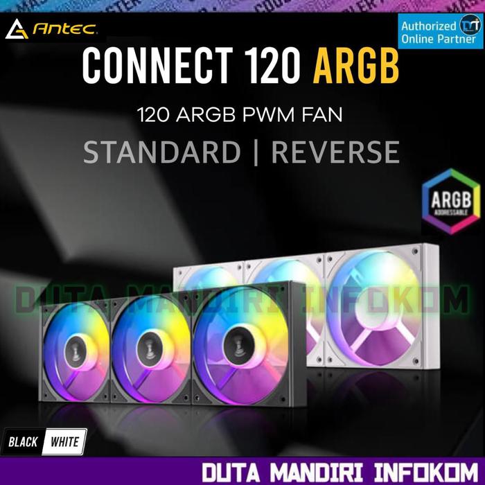 Gambar Antec CONNECT 120 120R ARGB Standard I Reverse - 3 in 1 Pack 120mm A-RGB PWM Gaming Fan with Daisy Chain Features - Black - STD  dari Duta Mandiri Infokom Kota Administrasi Jakarta Pusat Tokopedia
