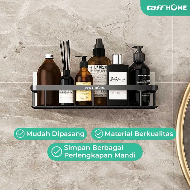 Rak Kamar Mandi Tempel TaffHOME Rak Tempat Sabun Shampo Bathroom Organizer Rack Aluminium Gantung 3