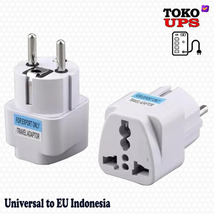 Gambar Steker Adapter Converter Colokan Lubang 3pin Universal to EU Indonesia dari TokoUPS Kota Administrasi Jakarta Pusat Tokopedia
