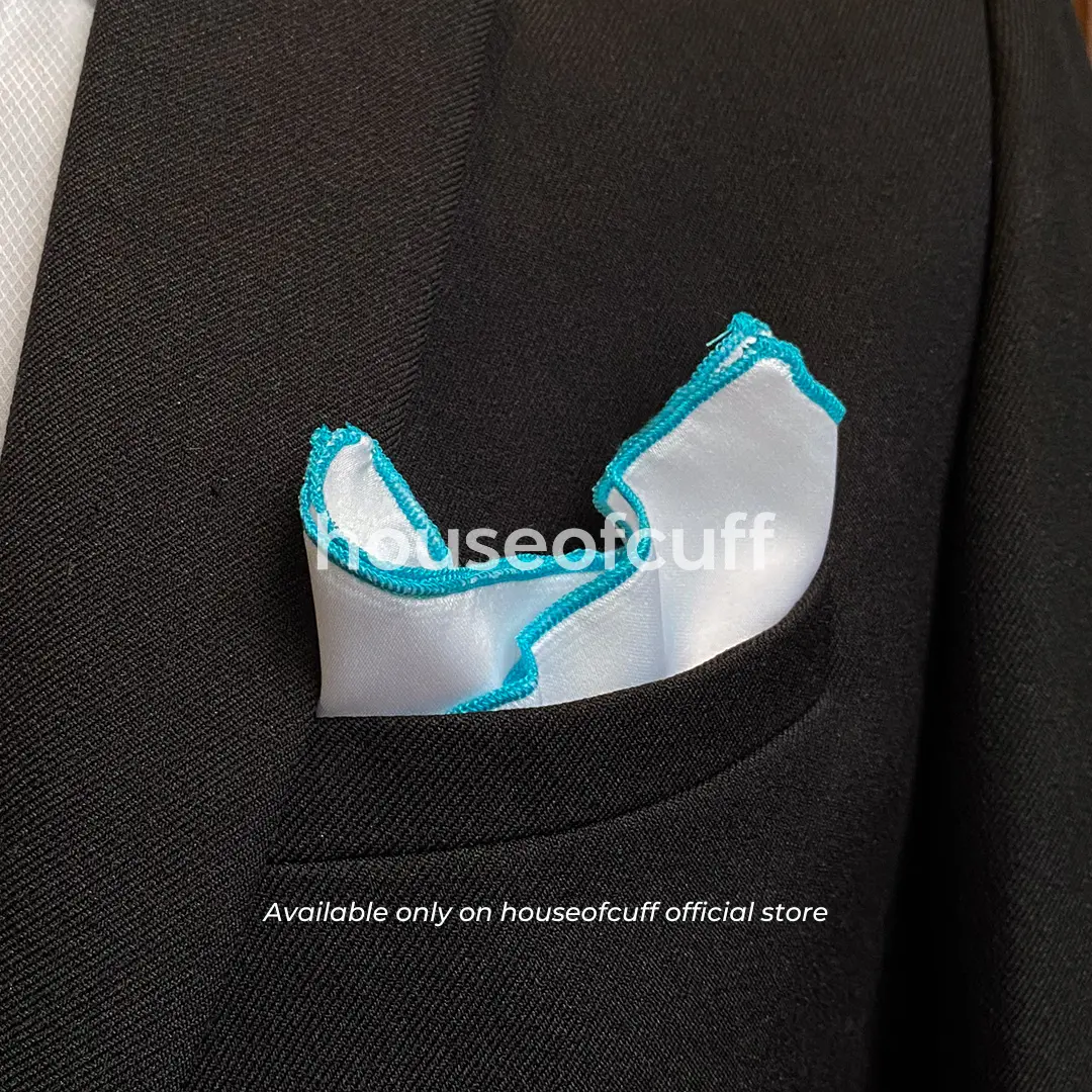 Houseofcuff pocket square handkerchief sapu tangan putih list