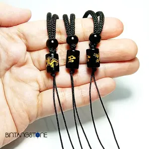 Kalung Tali Giok Manik Naga Emas Estetik Necklace Cord Gold Dragon for Jade Adjustable Bisa Adjust Hitam