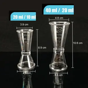 Jigger Transparan 2 IN 1 Double Shot Gelas Ukur Bartender Cocktail Syrup Gula 10 ml 20 ml 40 ml