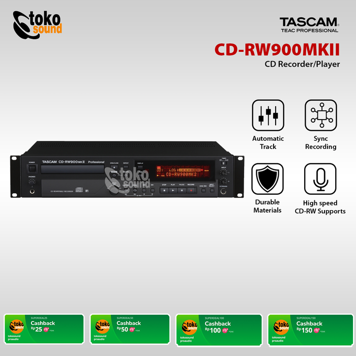Gambar Tascam CD-RW900 MKII (CD Rewritable Recorder/Player) dari Tokosound Proaudio Kota Administrasi Jakarta Barat Tokopedia