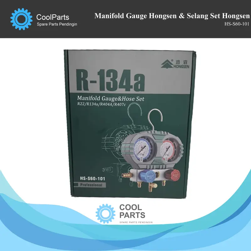 Manifold Gauge Hongsen HS-S60-101  & Selang Set Hongsen 0