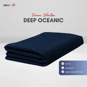 SAKURATEX | Deep Oceanic Kain Denim Bahan Kain Jeans Kualitas Premium Lembut Ecer berat 12.5 oz Kain Denim Rigid
