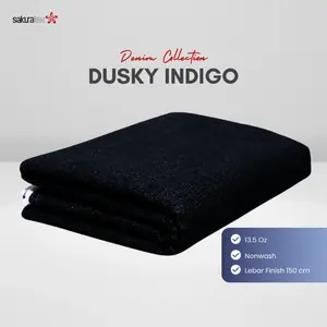 SAKURATEX | Dusky Indigo Kain Denim Bahan Kain Jeans Kualitas Premium Lembut Ecer berat 13.5 oz BLUE BLACK Kain Denim Rigid