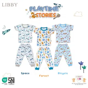 LIBBY Setelan Piyama Anak Laki Laki Oblong Pendek Celana Panjang Motif Camp Venture (1 Stel)