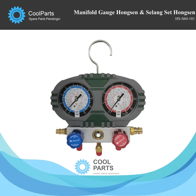 Manifold Gauge Hongsen HS-S60-101  & Selang Set Hongsen 1