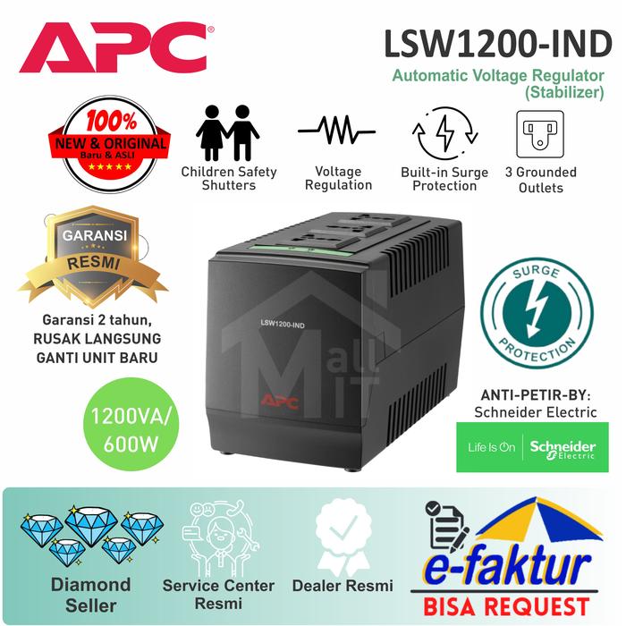 Gambar Stabilizer APC Stavolt 1200VA LSW1200 LSW1200-IND 600W SurgeProtection dari Mall IT Medan Kota Medan 5 Tokopedia