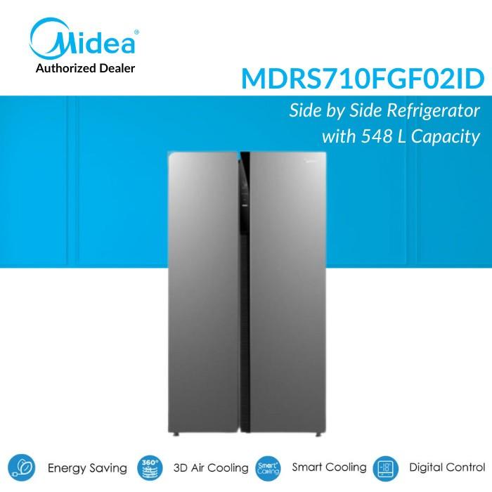 Gambar Kulkas Side by Side MIDEA MDRS710FGF02ID / MDRS 710 FGF 02ID / MDRS710 / MDRS710FG 548 Liter INVERTER Silver Murah GARANSI RESMI MIDEA INDONESIA dari Floren Electronic Kota Administrasi Jakarta Selatan Tokopedia