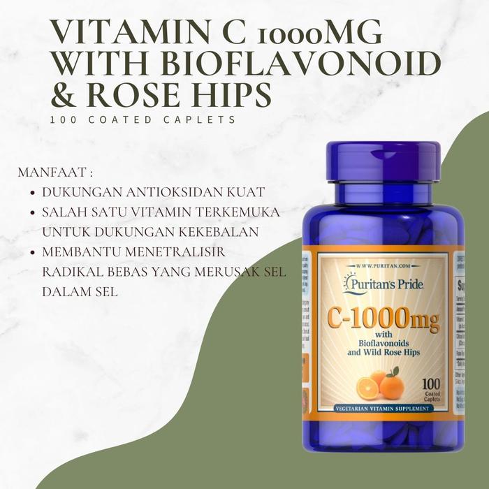 Gambar Puritans Pride Vitamin C 1000mg dengan Bioflavonoid & Rose Hips 100 Kapsul Untuk Kekebalan Tubuh & Kesehatan Kulit dari vitaminshopku Kota Surabaya Tokopedia