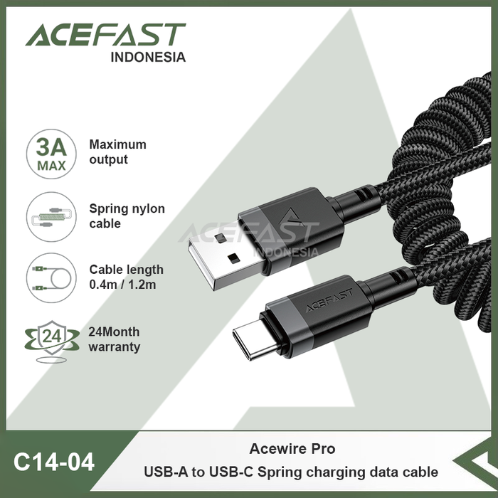Gambar Kabel Data Charger Spring USB-A To USB-C ACEFAST Acewire Pro C14-04 Fast Charging dari Acefast ID Kota Administrasi Jakarta Utara Tokopedia