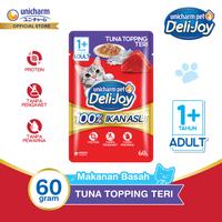 Gambar Deli-Joy Makanan Kucing Basah Pouch Adult Tuna Topping Teri 60g dari Unicharm Official Store Kab. Tangerang 1 Tokopedia