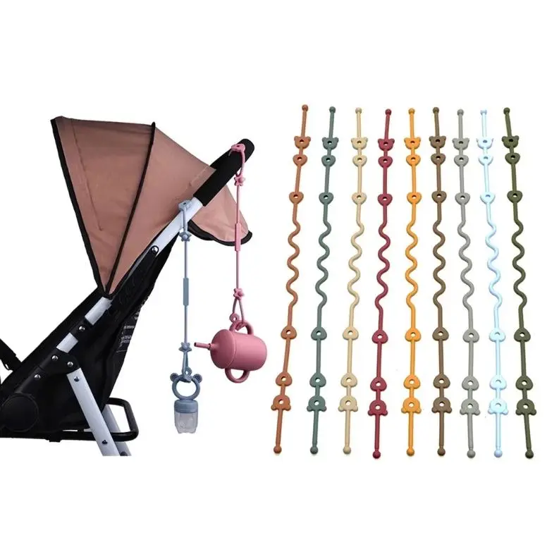 Baby Pacifier Chain With Safety Straps Silicone Holder Stroller & Highchair Accessory Drinking Cup Holder Strap For Pram 0