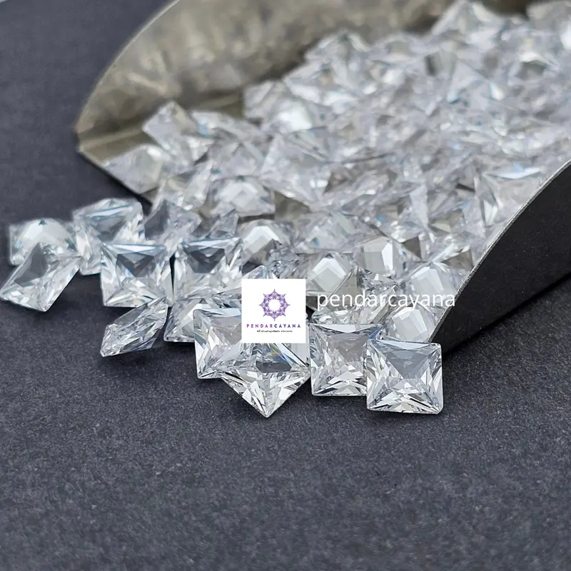 CUBIC ZIRCONIA A3 / AAA 3.25 X 3.25 - 5 X 5 MM SQUARE WHITE / 1 PCS 5