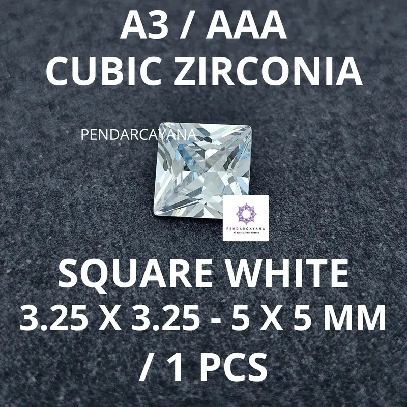 CUBIC ZIRCONIA A3 / AAA 3.25 X 3.25 - 5 X 5 MM SQUARE WHITE / 1 PCS 0