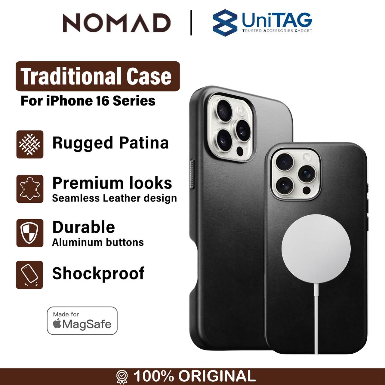 Nomad iPhone 16 Pro Case Magsafe Traditional Leather Case - Brown NM01392385