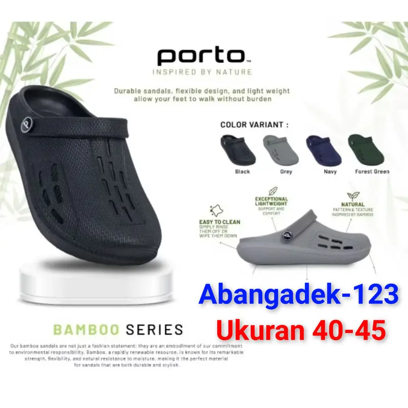 PORTO 1073M sandal slop karet baim pria/laki-laki ukuran 40-45 Sendal 0