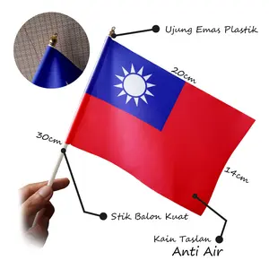 Bendera Tangan Mini Negara Taiwan Kecil 14x20 cm - Aksesori Pawai & Festival - Kualitas Nazhifa Printing