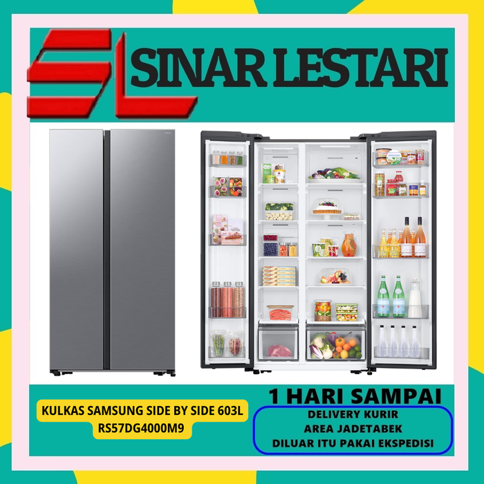 Gambar KULKAS SAMSUNG RS57DG4000M9 SIDE BY SIDE 603L W/ All AROUND COOLING SILVER MATT dari Store Sinar Lestari Kota Administrasi Jakarta Barat Tokopedia