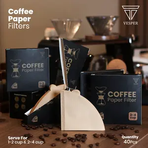 Vesper coffee paper filter V60 1-2 cup 2-4 cup / kertas saringan kopi isi 40pcs