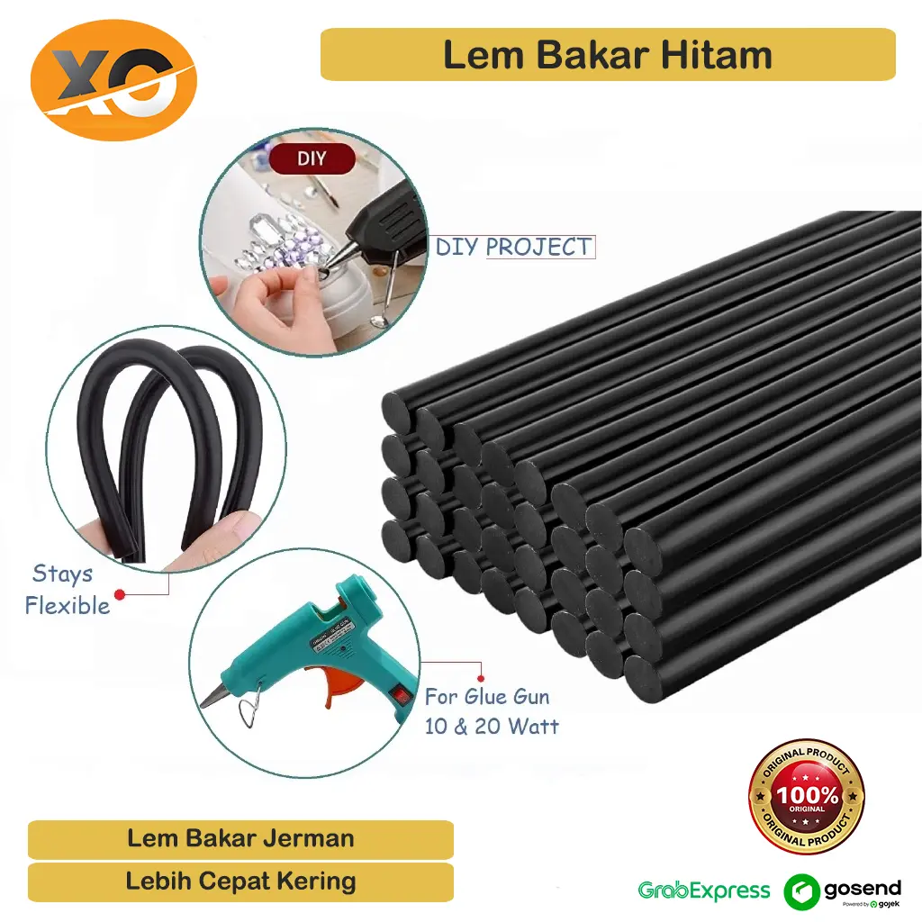 Lem Bakar Hitam Jerman Lem Bakar Penambal Ember Bocor Lem Bakar Serbaguna Super Kuat Cepat Kering Untuk Craft Kerajinan Tangan Glue Gun Bakar
