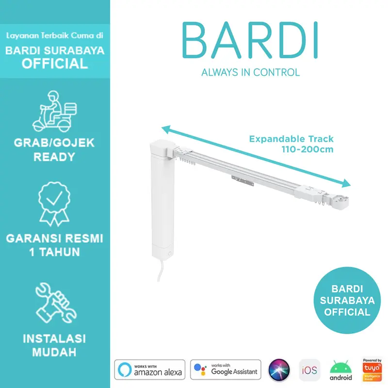 BARDI Smart Expandable Curtain Track and Motor Set Rel Gorden Otomatis 0