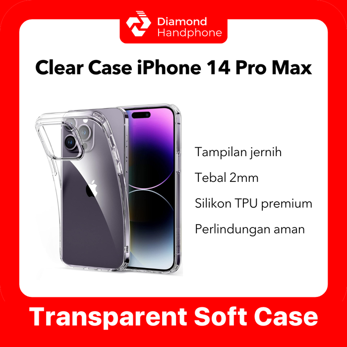 Gambar Case iPhone 14 Pro Max Transparent Bening Anti Kuning Airbag TPU Silikon dari Diamond Handphone Bali Kota Denpasar Tokopedia