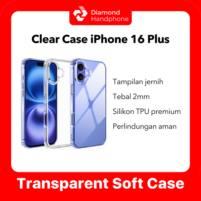 Gambar Case iPhone 16 Plus iPhone 16+ Transparent Bening Anti Kuning Airbag TPU Silikon dari Diamond Handphone Bali Kota Denpasar Tokopedia