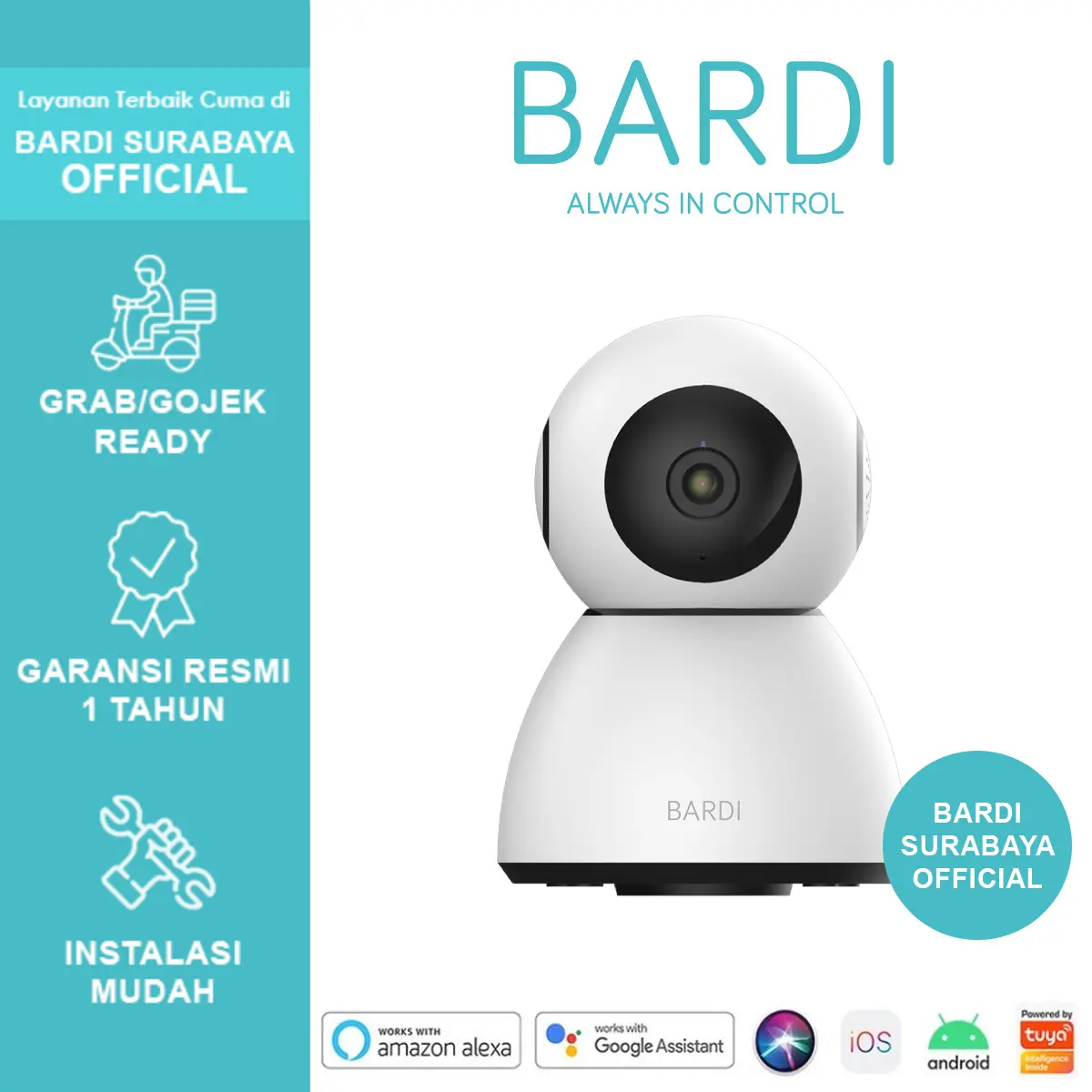 BARDI Smart IP Camera CCTV Indoor PTZ Wifi Pan Tilt 3MP FHD IoT