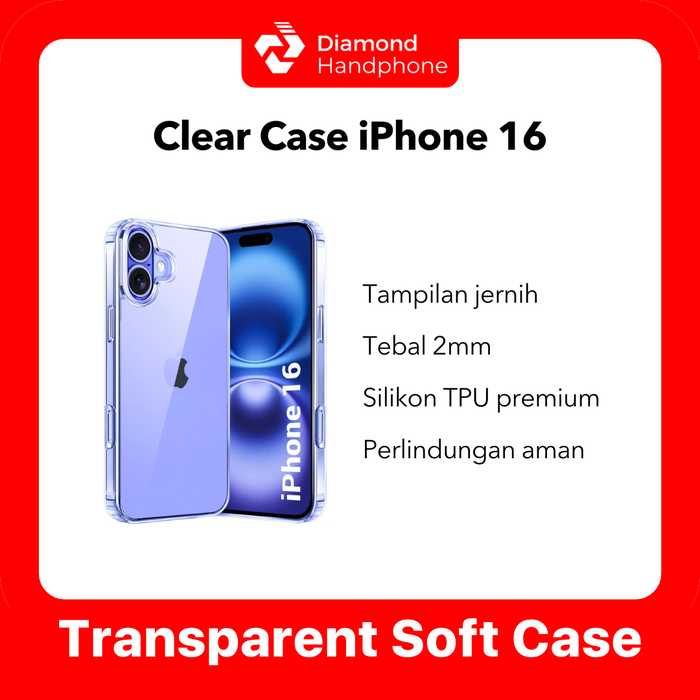 Gambar Case iPhone 16 Transparent Bening Anti Kuning Airbag TPU Silikon dari Diamond Handphone Bali Kota Denpasar Tokopedia