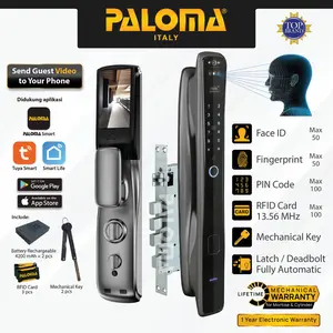 PALOMA DLP 6001GM Smart Digital Lock Door Home Kunci Pintar 3D Face ID Recognition Door Viewer Camera Tuya WiFi Gunmetal