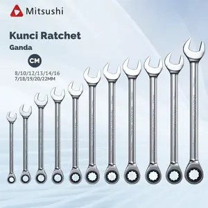 Mitsushi Kunci Rachet Kunci Ring Pas Bolak Balik Kunci Flexible Kombinasi Ratchet 8/10/12/13/14/16/17/18/19/20/22mm Besi tahan Karat Bahan/Ratchet Wrench 72 Gigi