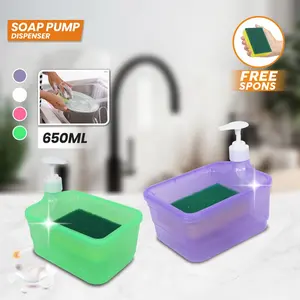 [COD] Tseloop C1001 Tempat Sabun Cuci Piring Petak 2IN1 650ML dengan Pump