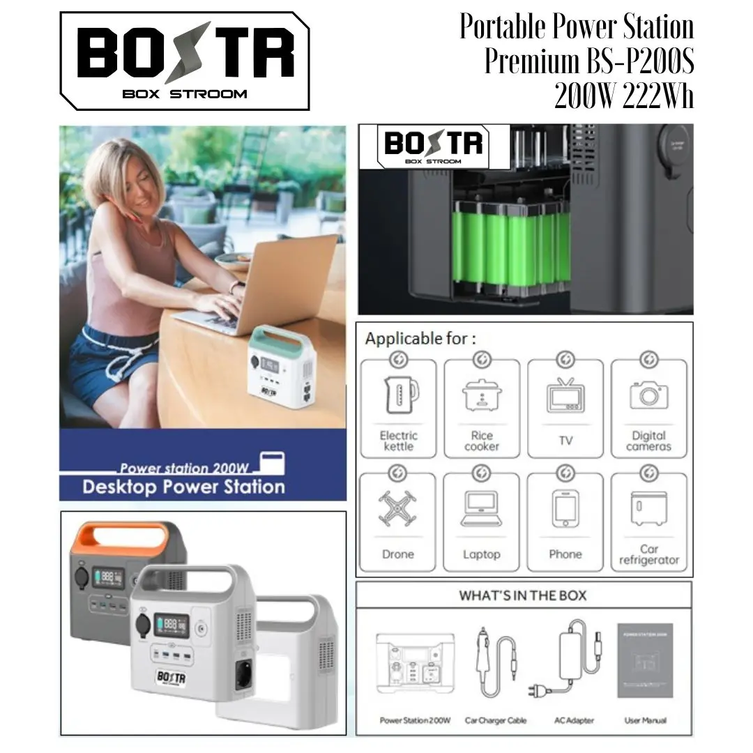 Portable Power Station Premium BS-P200S 200 Watt I 222 Wh Outdoor Camping Genset Tenaga Surya Listrik
