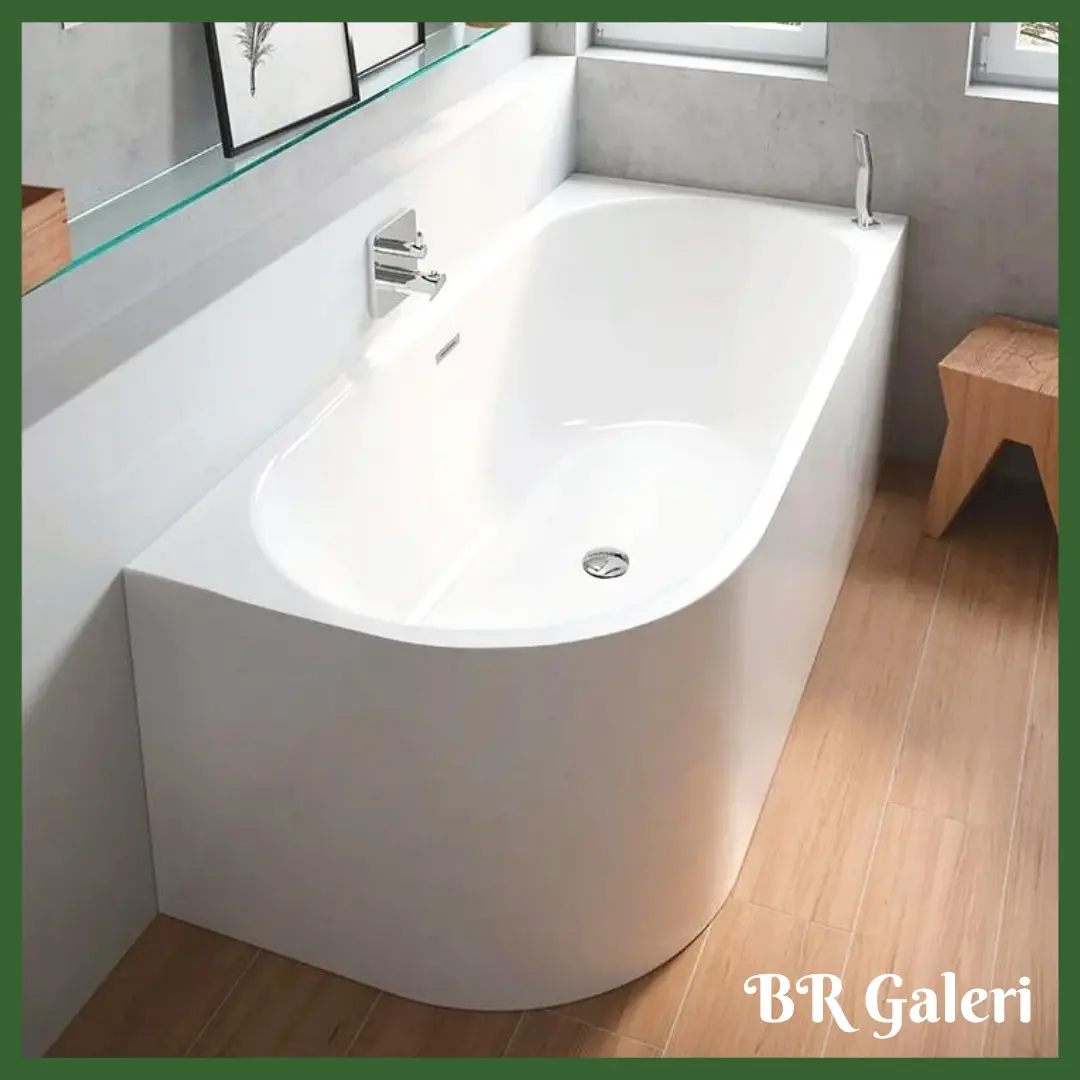Bathtub sudut putih elegant | bathtub Teraso Terazzo Handmade