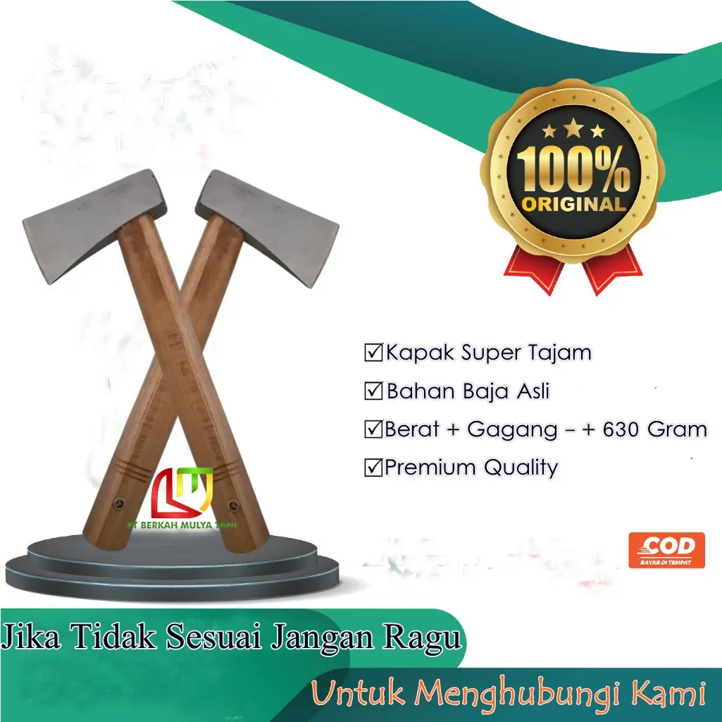 Kampak Kapak Baja Per Asli Cacah Tulang/Tukang + Gagang Kayu