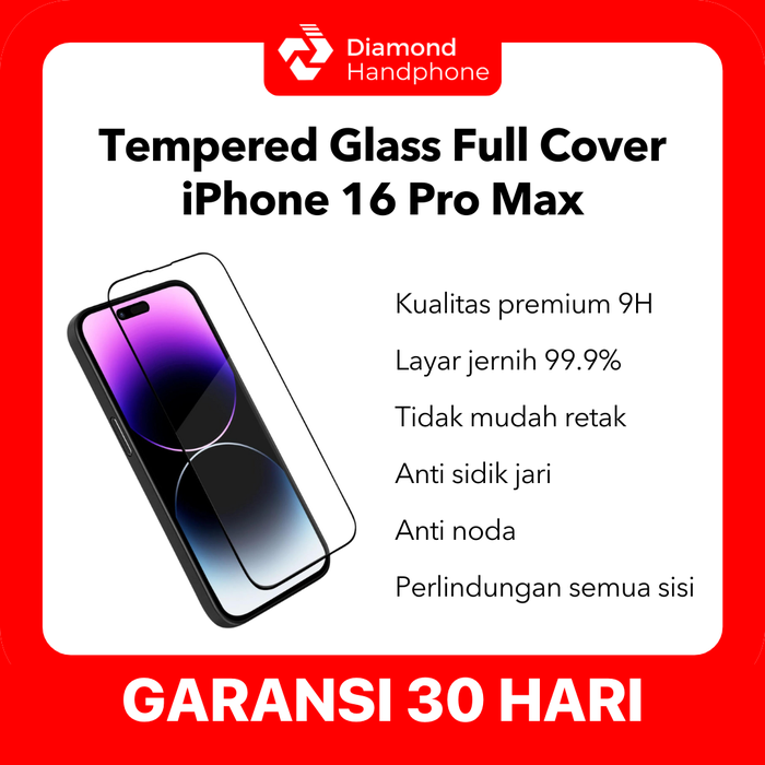 Gambar Tempered Glass iPhone 16 Pro Max Full Cover Screen Protector Anti Gores dari Diamond Handphone Bali Kota Denpasar Tokopedia